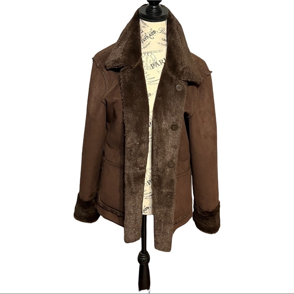 Brandon Thomas Vintage Reversible Chocolate Brown Suede Fur Coat Women’s Medium